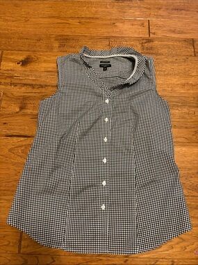 Talbots Black and White gingham button down